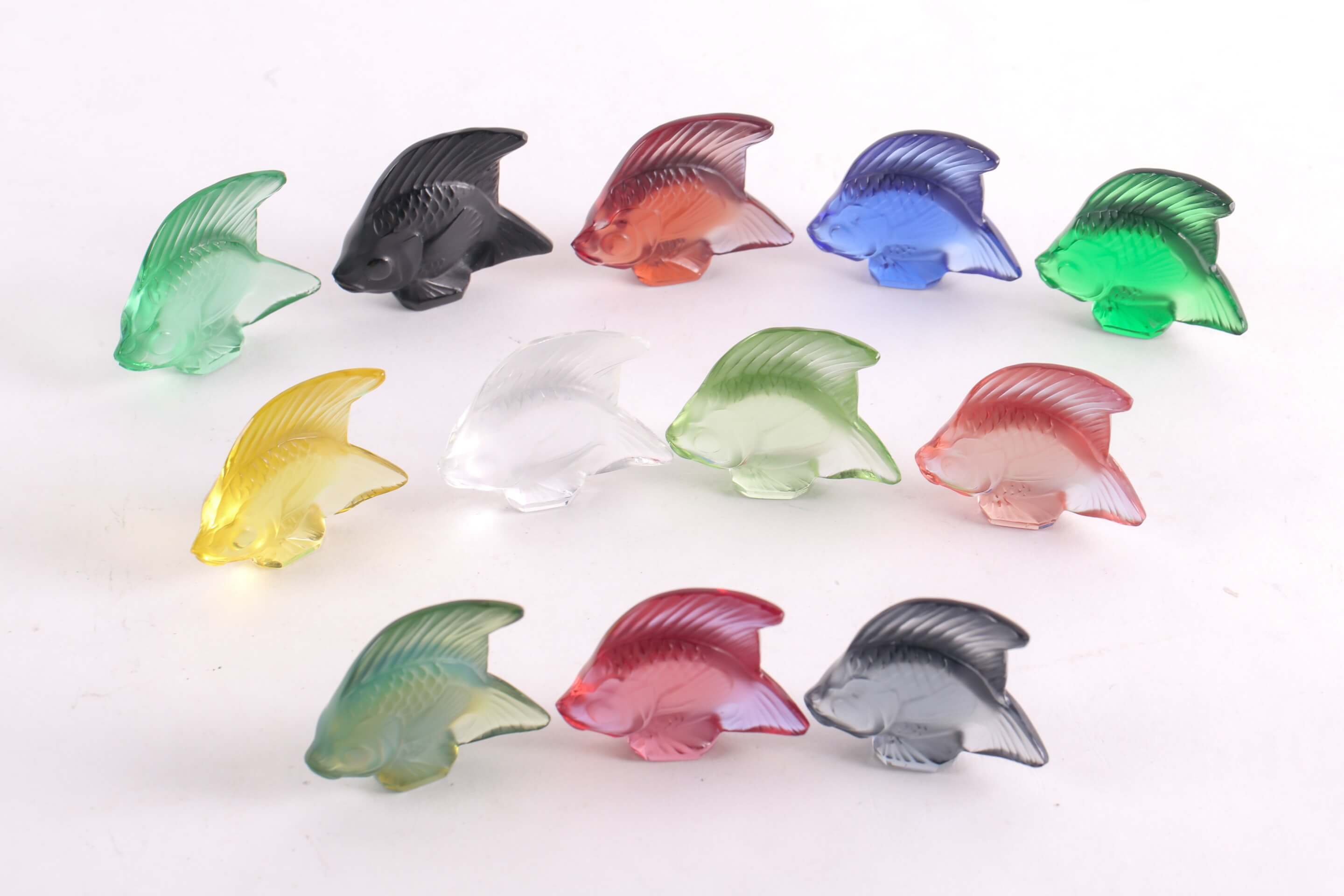 Lalique frosted glass angel fish figures